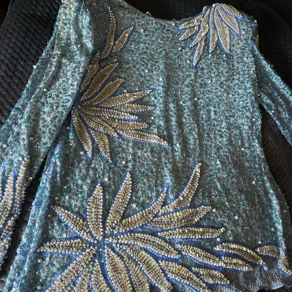 Blue and Silver Sequin Embellished Top by Jiovani countless Luanne real housew